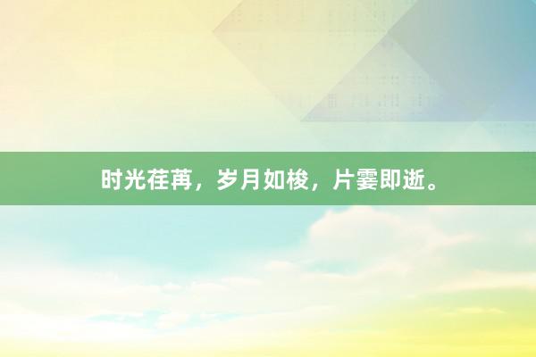 时光荏苒，岁月如梭，片霎即逝。